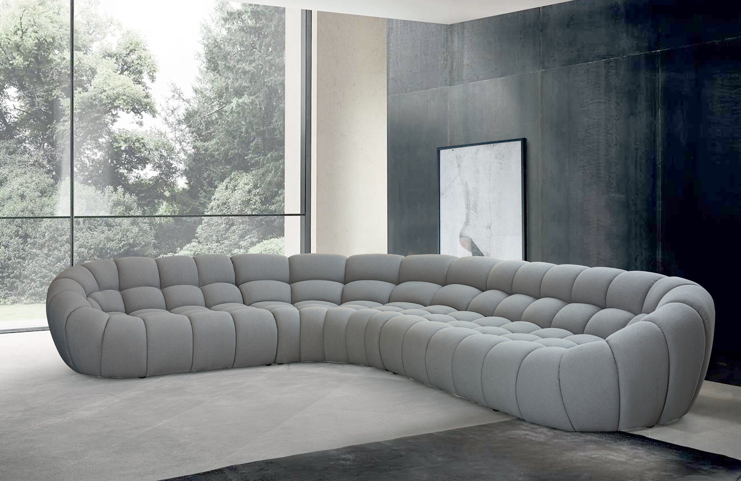 Divani Casa Yolonda - Modern Light Grey Curved Sectional Sofa, free White Glove delivery in LA by Classic2Modern