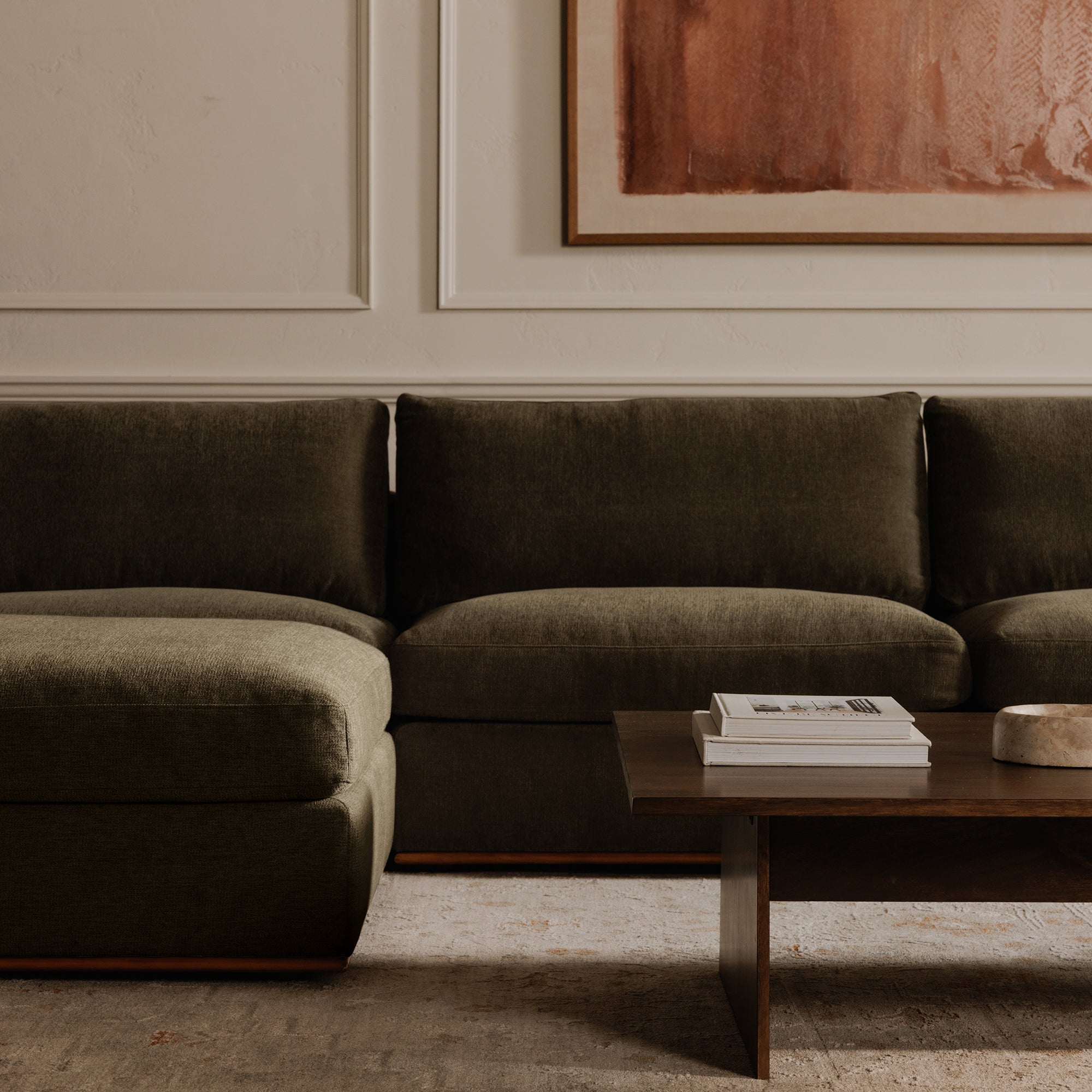 Rue Classic L Modular Sectional Dark Green