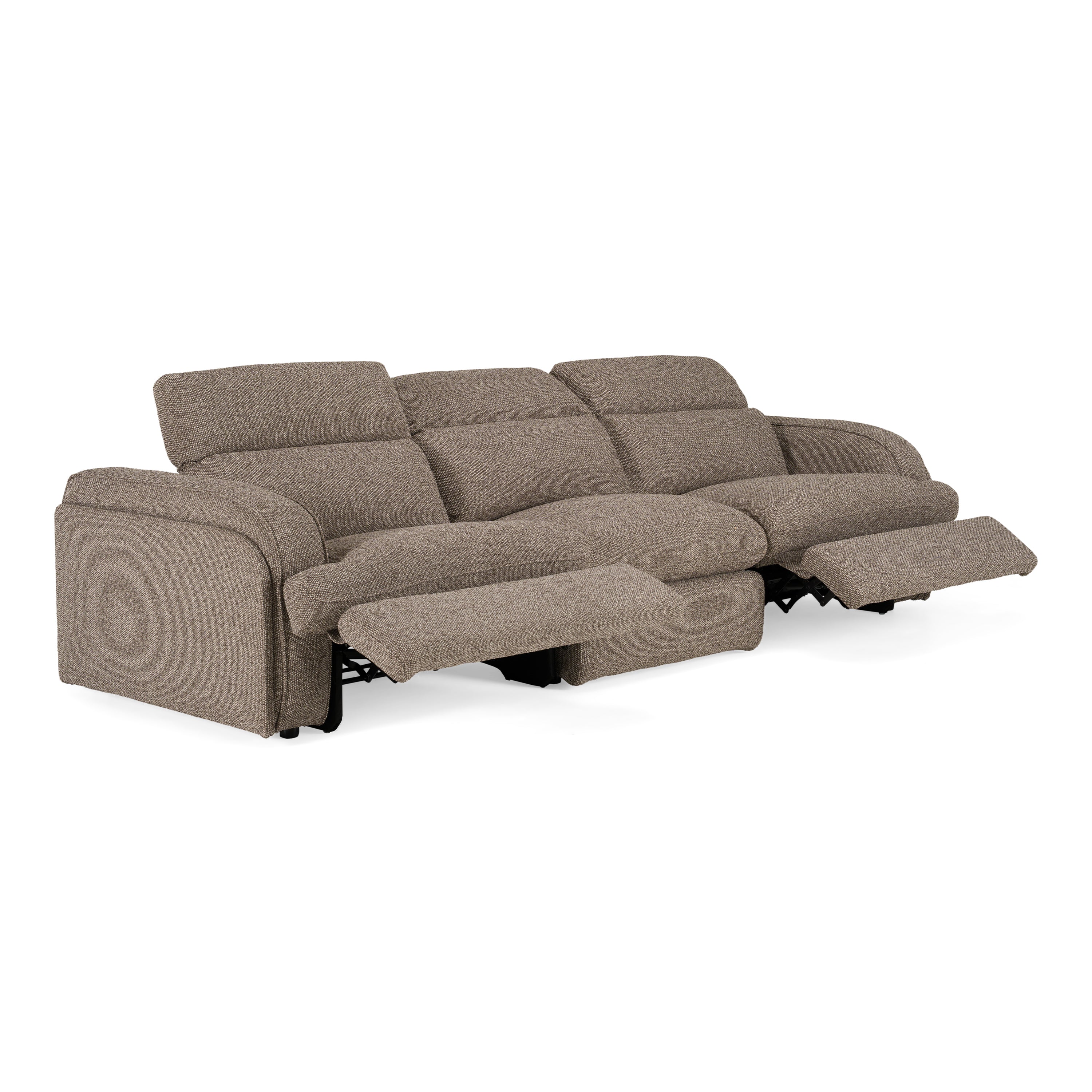 Divani Casa Ambler - Modern Brown Fabric Sofa w/ 2 Power Recliners – Living Room View