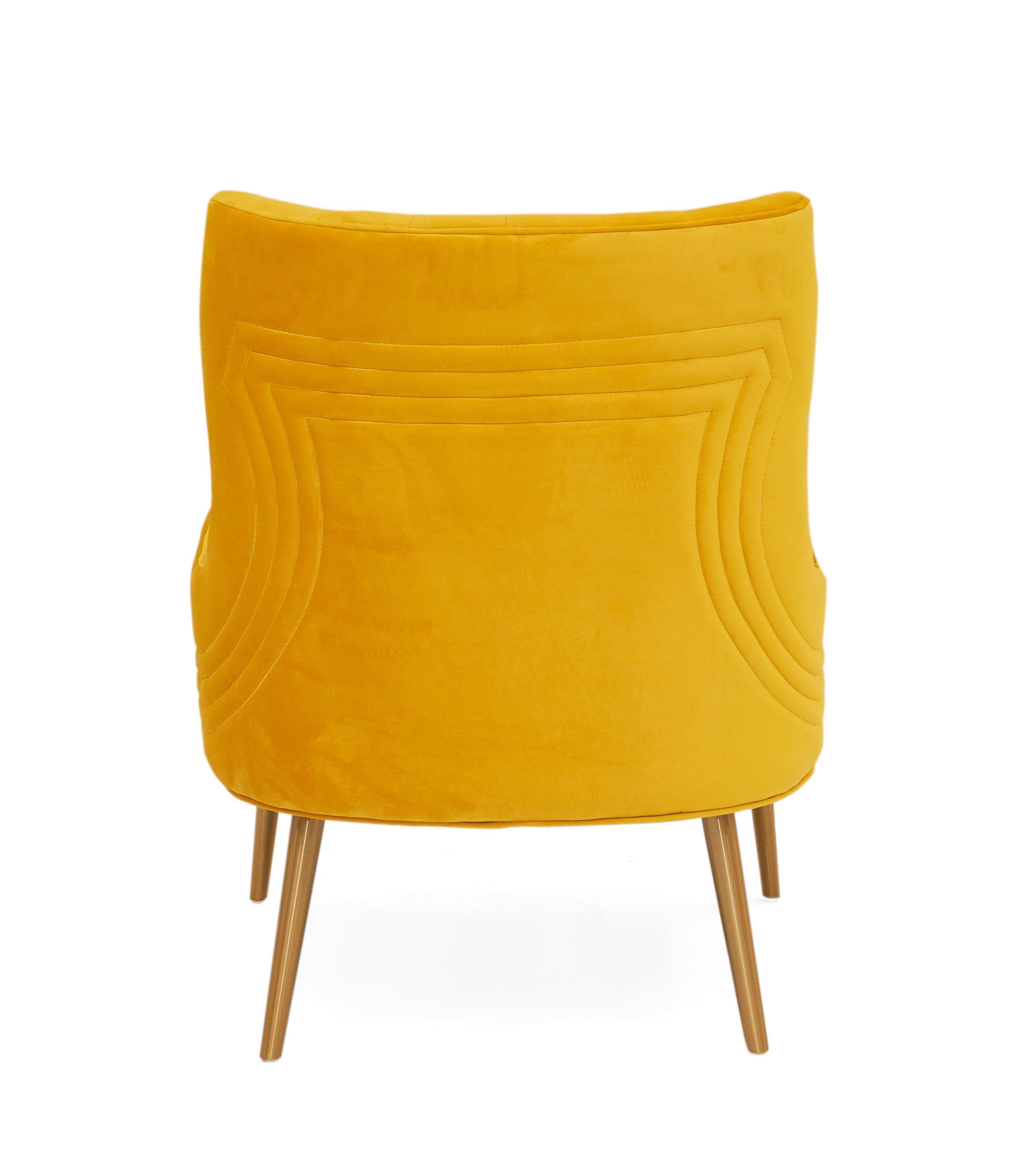 Modrest Everly - Contemporary Velvet Yellow Accent Chair
