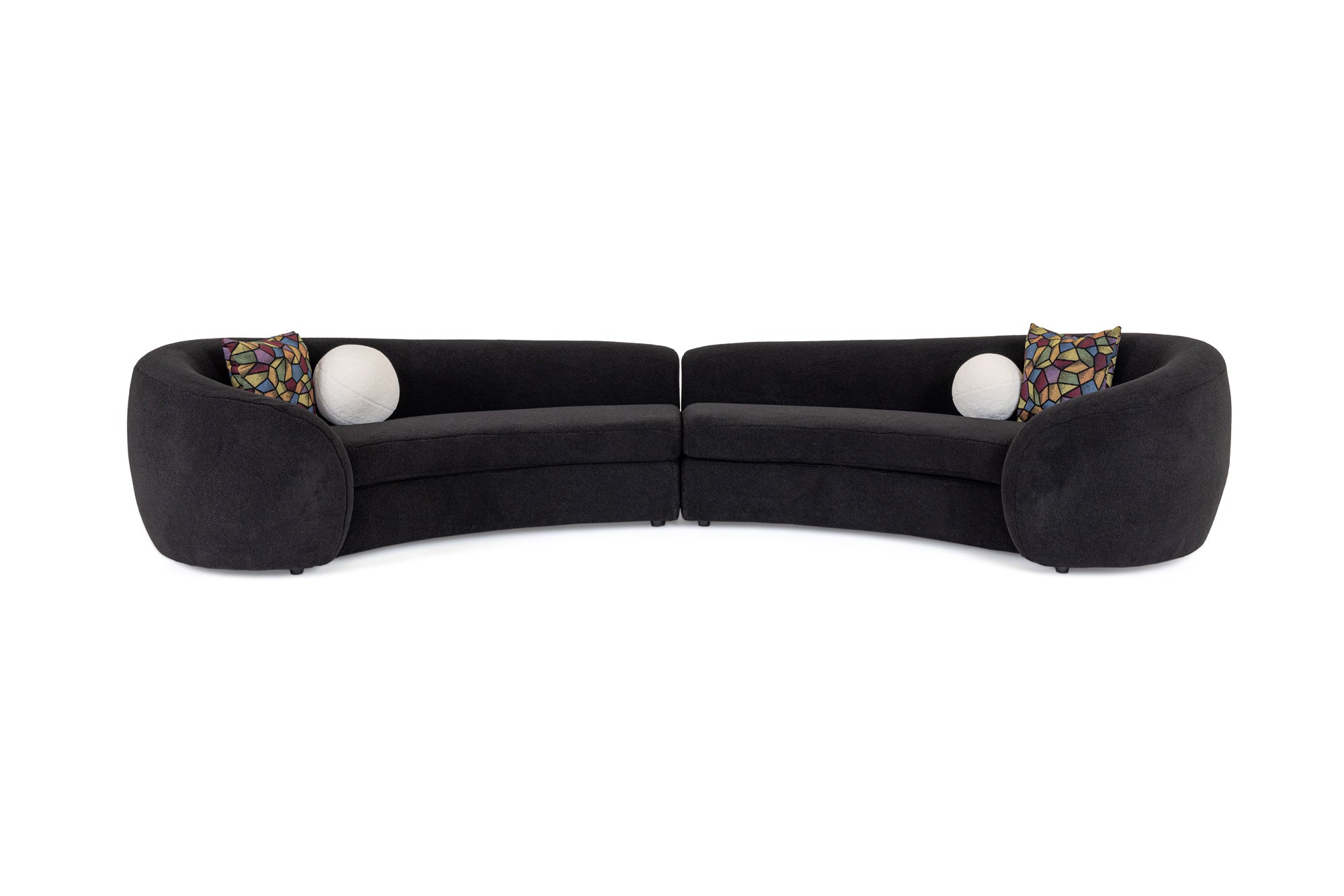 Modrest - Kilmer Modern Black Curved Fabric Sectional Sofa – Additional View