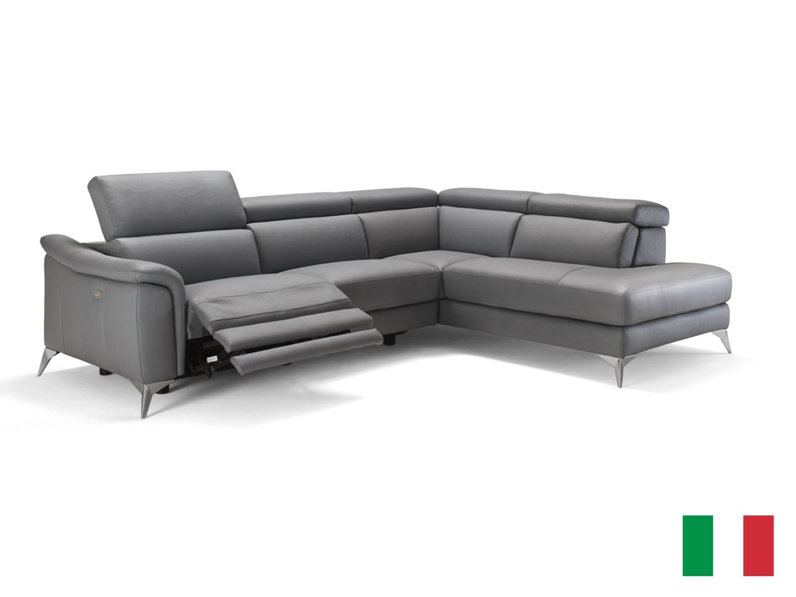 Lamod Italia Monte Carlo - Italian Modern Grey Leather LAF Sectional Sofa