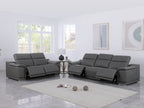 9762 Divanitalia 5-Piece Modular Power Reclining Sofa and Loveseat Set with 5 Power Recliners in Top Grain Italian Leather - Dark Grey - SKU 9762-DK-GREY-5.4-HT-2PC - view 2