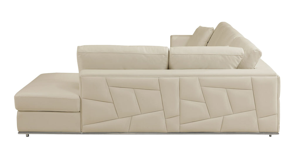 998 Divanitalia Cream Right Arm Facing Sectional Sofa in Top-grain Italian Leather