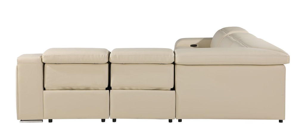 1116 Divanitalia 5-Piece L-Shaped Sectional Sofa in Top Grain Italian Leather with 3 Power Recliners & Power Headrests - Beige - SKU 1116-BEIGE-5PC-3PWR-SECTIONAL- GROUP - view 6