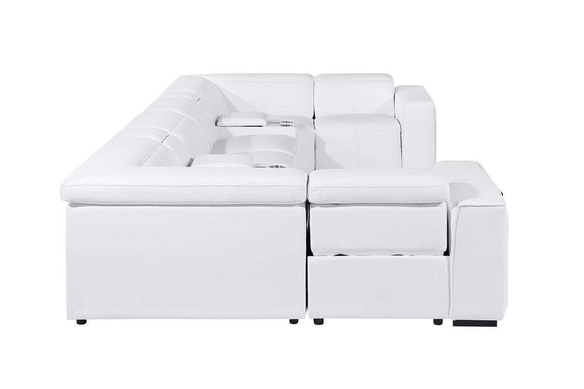 1224 Divanitalia 8-Piece U-Shaped Sectional Sofa in Top Grain Italian Leather with 2 Power Recliners & Power Headrests - White - SKU 1224-WHITE-8PC-2PWR-U-SECTIONAL - view 6