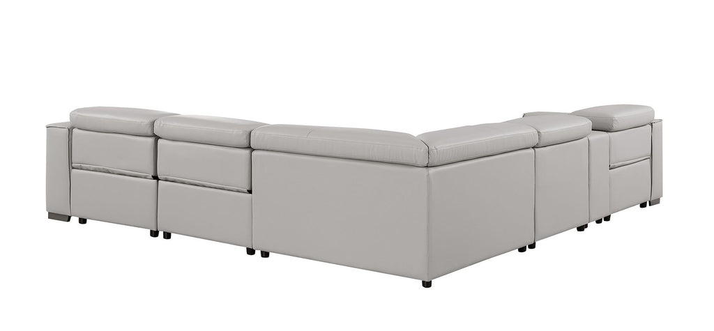 1208 6-Piece L-Shaped Leather Reclining Sectional Sofa with 3 Power Recliners
