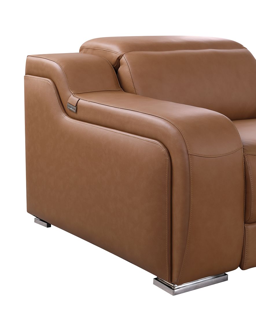 1116 Divanitalia 5-Piece Modular Power Reclining Sofa in Top Grain Italian Leather with 3 Power Recliners & Power Headrests