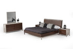 Eastern King Conner Modern Dark Walnut & Concrete Bed