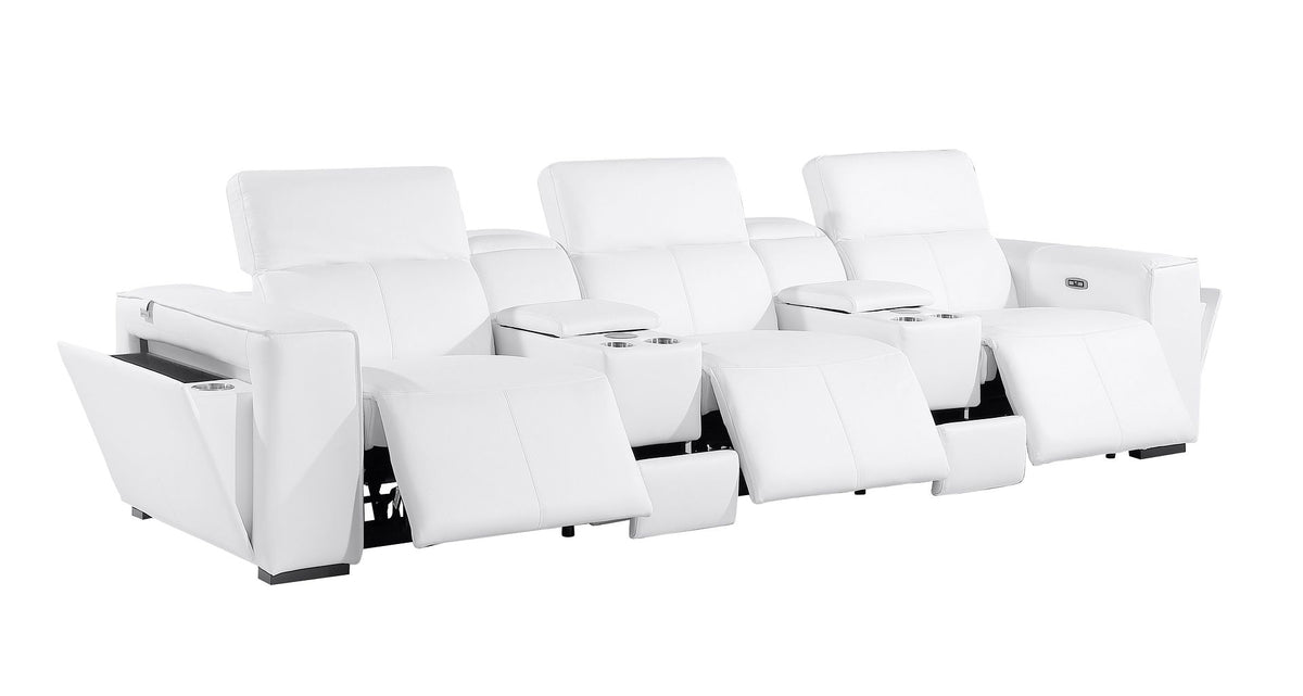 1224 Divanitalia 8-Piece Modular Power Reclining Sofa & Loveseat Set in Top Grain Italian Leather with 5 Power Recliners & Power Headrests - White - SKU 1224-WHITE-8.5-HT-2PC - view 6