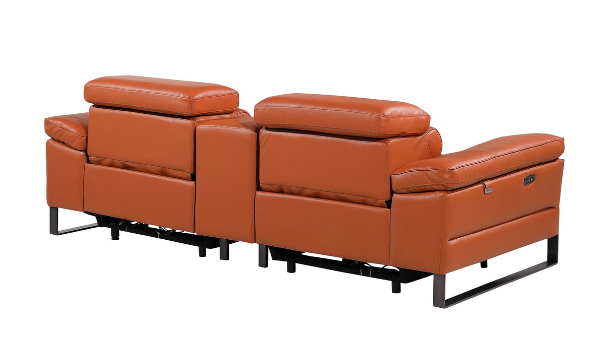 1246 Divanitalia Top Grain Italian Leather Console Loveseat with Power Headrest - Camel - SKU 1246-CAMEL-3.2-HT - view 6