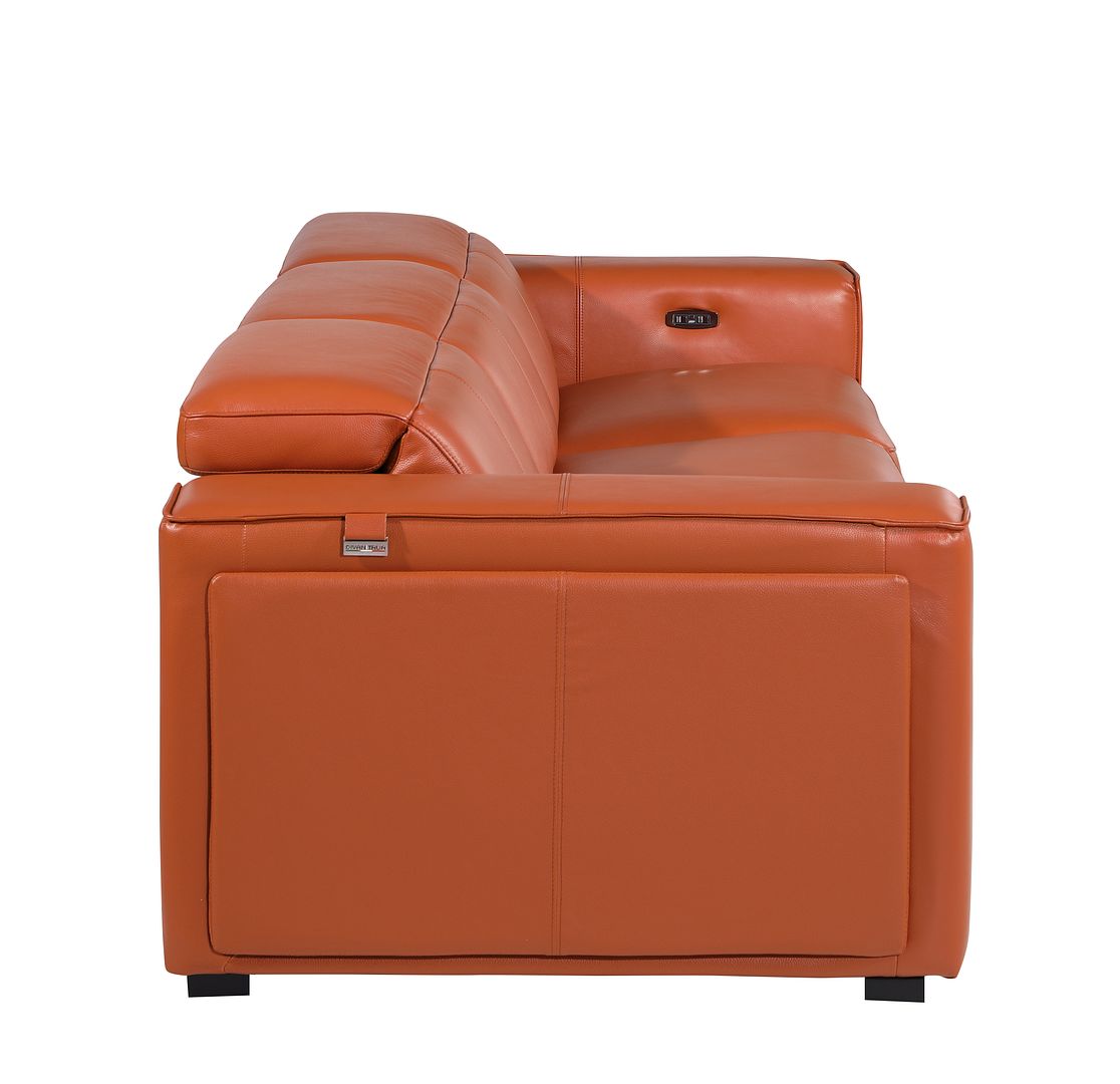 1224 Divanitalia 3-Piece Modular Power Reclining Sofa in Top Grain Italian Leather with 2 Power Recliners & Power Headrests