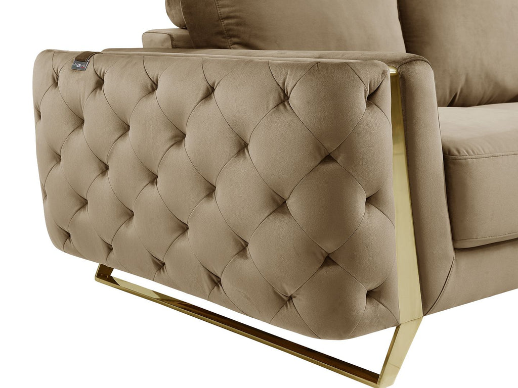 1051 Divanitalia Beige Sofa in Velvet Fabric