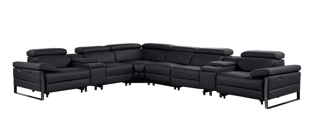 1246 Divanitalia 8-Piece L-Shaped Modular Power Reclining Sectional Sofa with 3 Power Recliners and Power Headrests - Top Grain Italian Leather