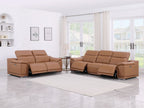 9762 Divanitalia 5-Piece Modular Power Reclining Sofa and Loveseat Set with 5 Power Recliners in Top Grain Italian Leather - Cognac - SKU 9762-COGNAC-5.4-HT-2PC - view 2