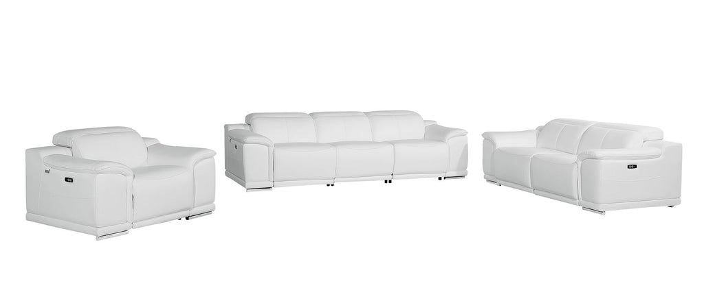 9762 Divanitalia 6-Piece Modular Power Reclining Sofa, Loveseat and Chair Set with 6 Power Recliners in Top Grain Italian Leather - White - SKU 9762-WHITE-6.6-HT-3PC - view 3