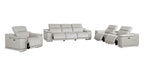 9762 Divanitalia 7-Piece Modular Power Reclining Sofa, Loveseat and Chair Set with 6 Power Recliners in Top Grain Italian Leather - Light Grey - SKU 9762-LT-GREY-7.6-HT-3PC - view 4