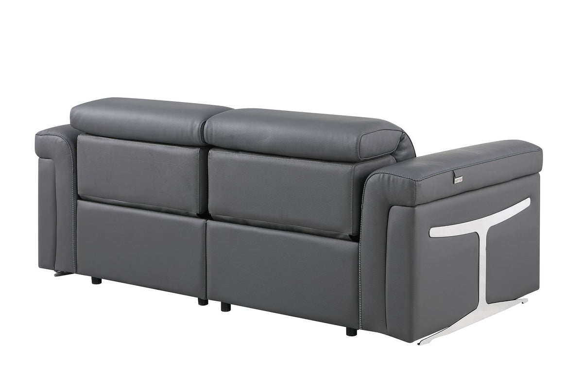 1126 Divanitalia 2-Piece Modular Power Reclining Loveseat in Top Grain Italian Leather with 2 Power Recliners & Power Headrests - Dark Grey - SKU 1126-DK_GREY-2.2-HT - view 6