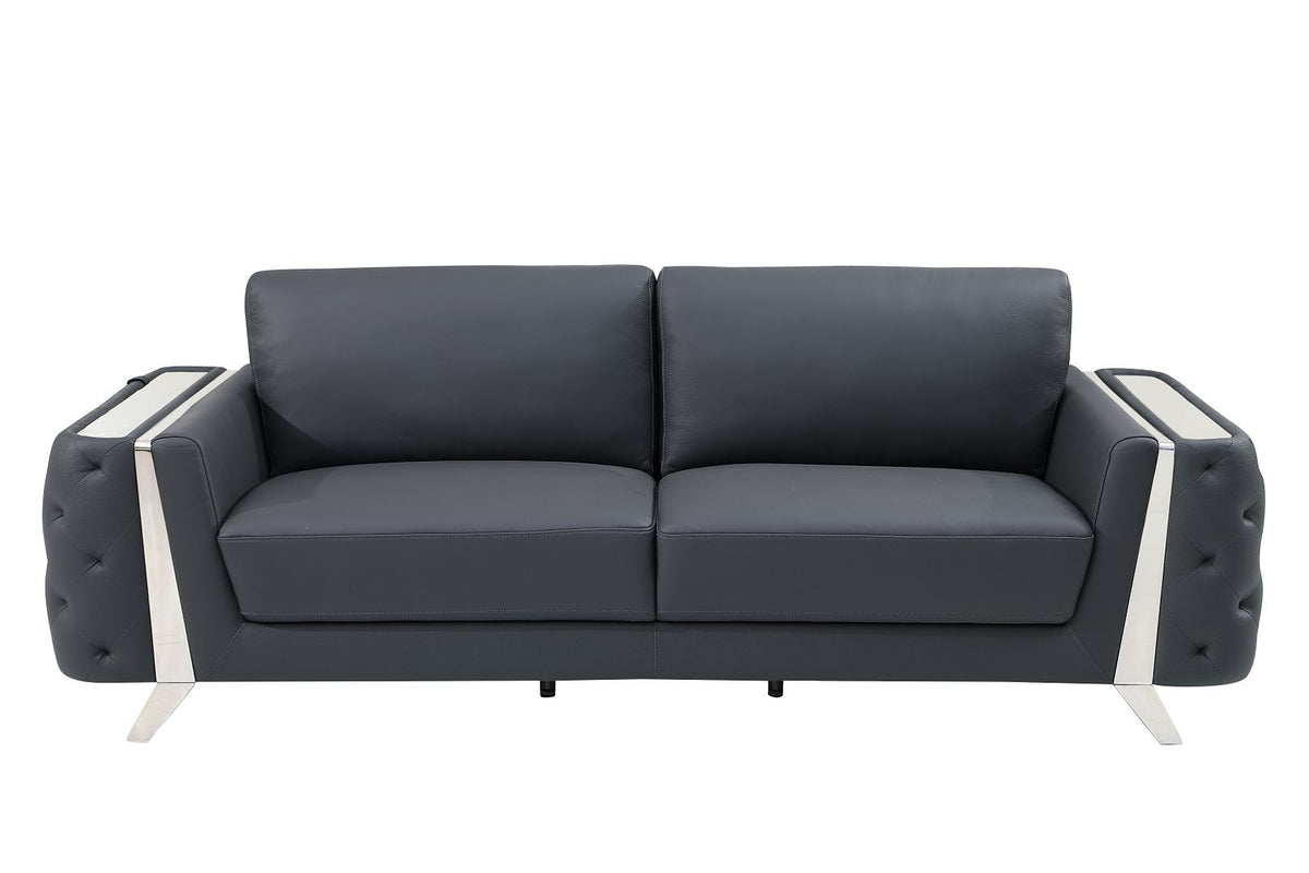 1050 Divanitalia Sofa in Top-grain Italian Leather - Dark Grey - SKU 1050-DK-GRAY-S