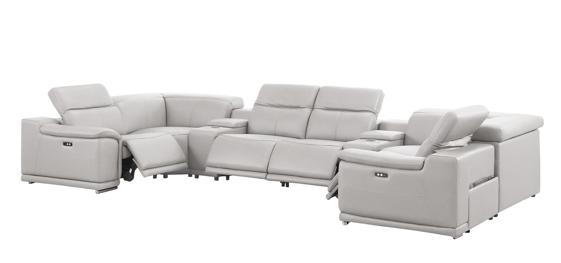 2679 8-Piece U-Shaped Power Reclining Sectional Sofa in Genuine Leather - 4 Recliners