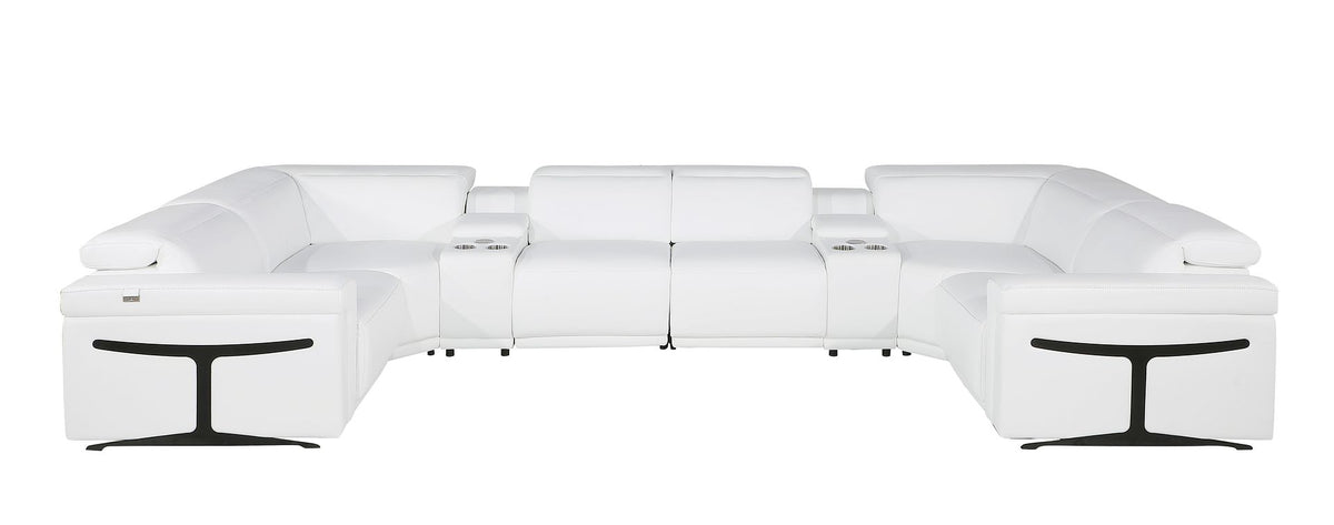 1126 Divanitalia 8-Piece U-Shaped Sectional Sofa in Top Grain Italian Leather with 4 Power Recliners & Power Headrests - White - SKU 1126-WHITE-8PC-4PWR-U-SECTIONAL-GROUP - view 3