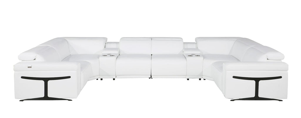 1126 Divanitalia 8-Piece U-Shaped Sectional Sofa in Top Grain Italian Leather with 4 Power Recliners & Power Headrests