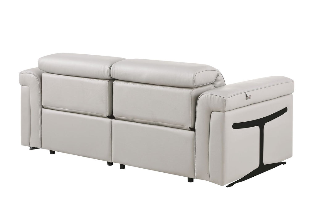 1126 Divanitalia 2-Piece Modular Power Reclining Loveseat in Top Grain Italian Leather with 2 Power Recliners & Power Headrests - Light Grey - SKU 1126-LT_GREY-2.2-HT - view 6