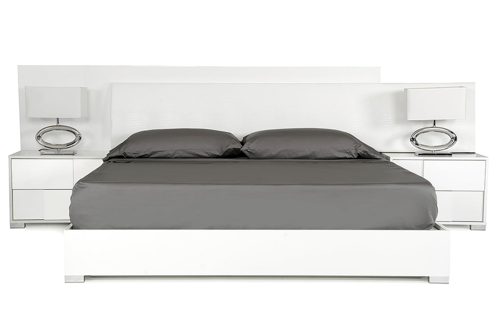 Queen Monza Italian Modern White Bed