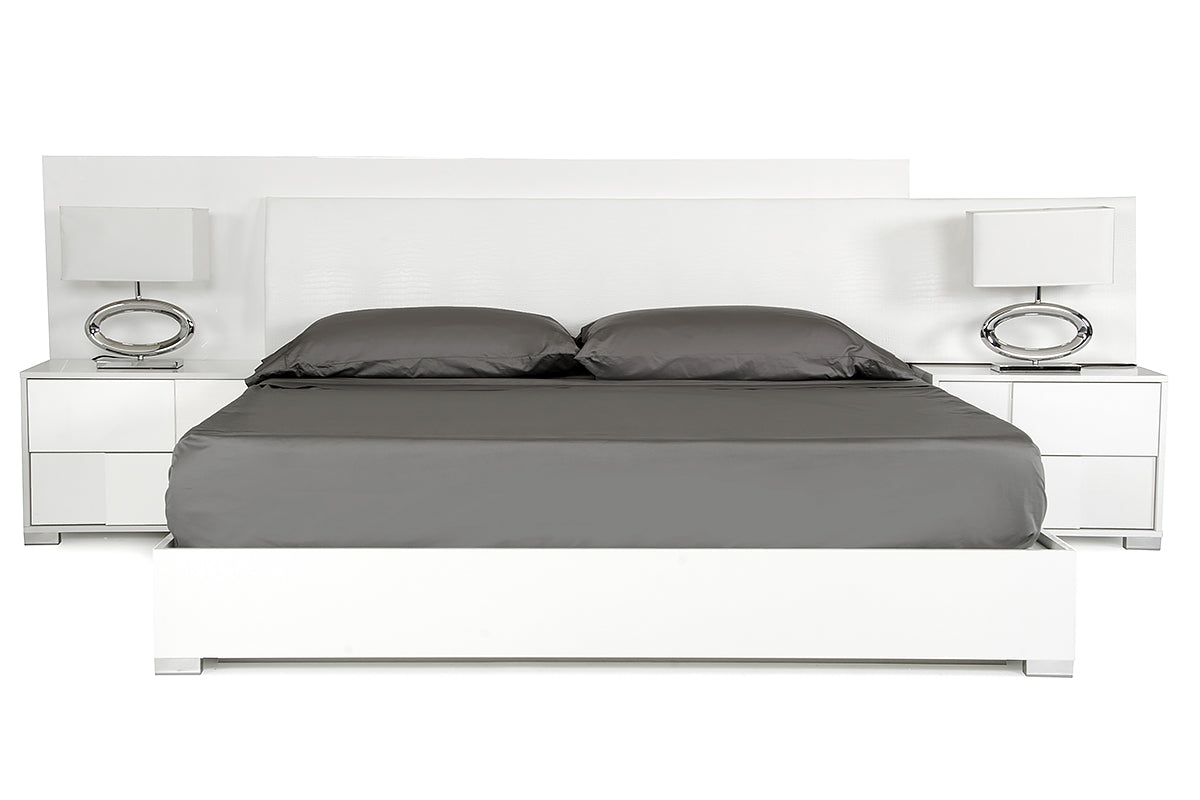 Queen Monza Italian Modern White Bed