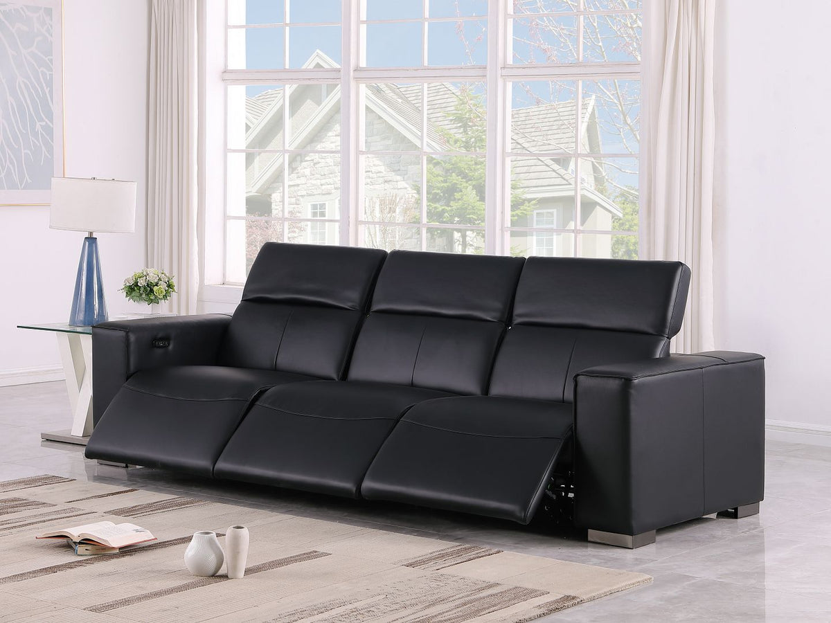 1208 Genuine Leather Triple Power Reclining Sofa - Black - SKU 1208-BLACK-3.3-HT - view 2
