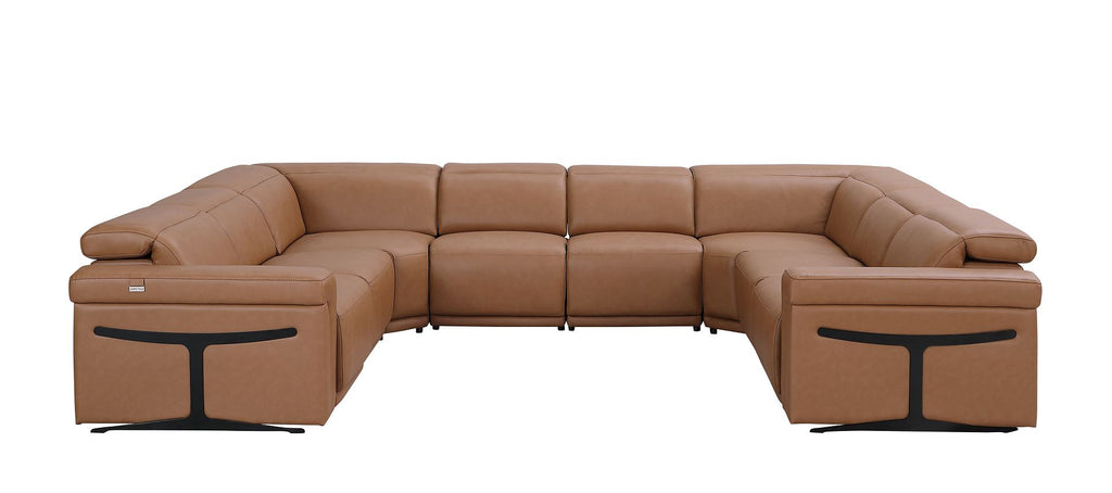 1126 Divanitalia 8-Piece U-Shaped Sectional Sofa in Top Grain Italian Leather with 4 Power Recliners & Power Headrests