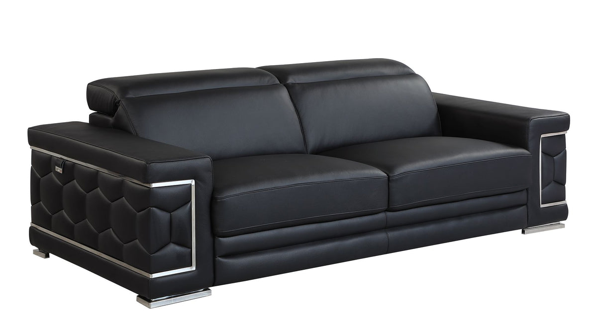 692 Divanitalia Sofa with Adjustable Headrest in Top-grain Italian Leather - Black - SKU 692-S-BLACK - view 2