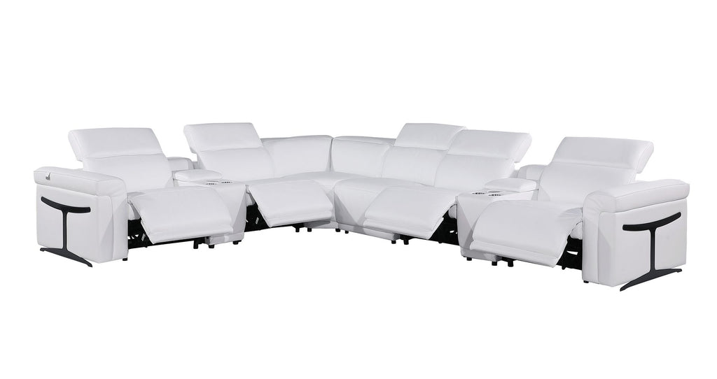 1126 Divanitalia 8-Piece L-Shaped Sectional Sofa in Top Grain Italian Leather with 4 Power Recliners & Power Headrests