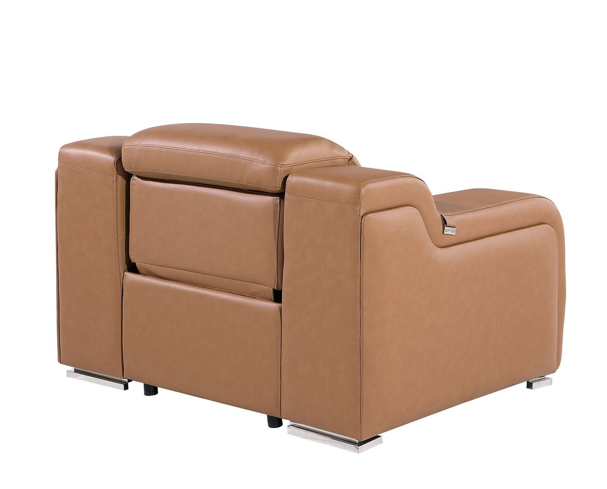 1116 Divanitalia Top Grain Italian Leather Power Reclining Chair with Power Headrests - Cognac - SKU 1116-COGNAC-CH - view 6