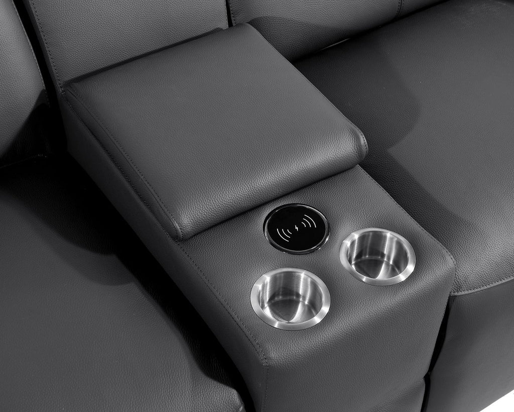 1224 Divanitalia 8-Piece U-Shaped Sectional Sofa in Top Grain Italian Leather with 4 Power Recliners & Power Headrests