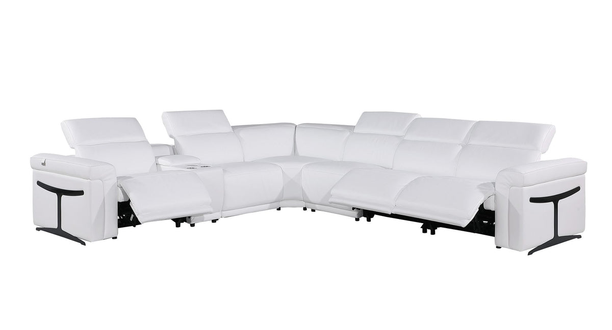 1126 Divanitalia 7-Piece L-Shaped Sectional Sofa in Top Grain Italian Leather with 3 Power Recliners & Power Headrests - White - SKU 1126-WHITE-SEC-7PC-3PWR-SECTIONAL-GROUP - view 3