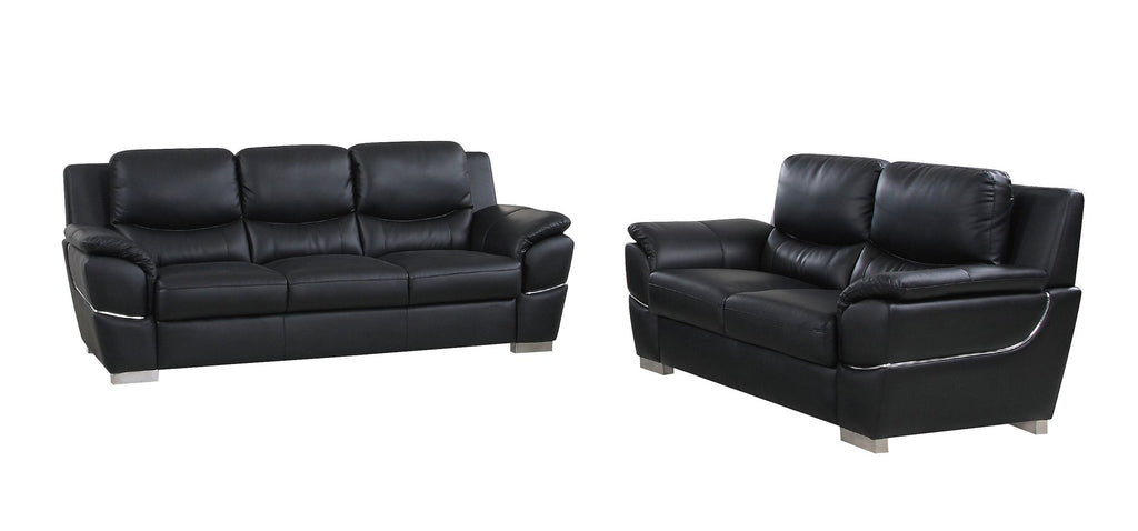 4572 Modern Genuine Leather 2-Piece Sofa Set - Black - SKU 4572 BLACK 2PC (S/L) - GROUP - view 2