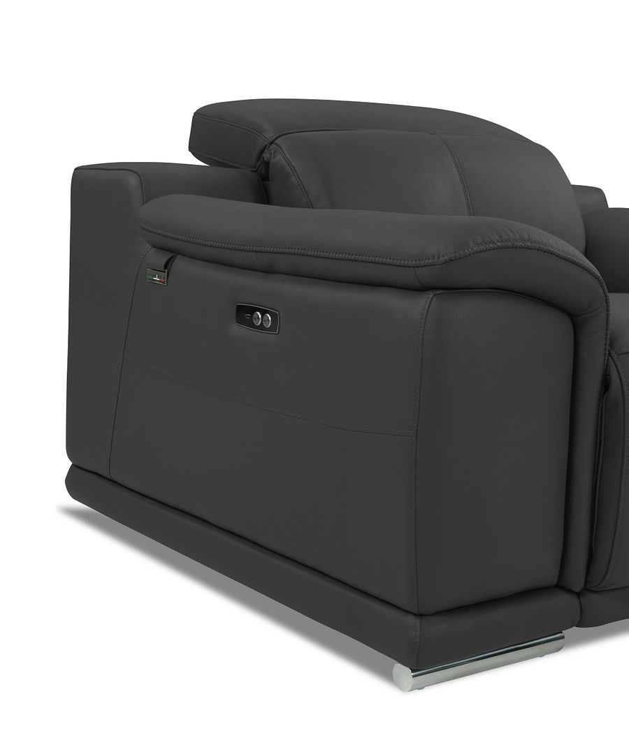 9762 Divanitalia Top Grain Italian Leather Power Reclining Loveseat with Adjustable Headrests