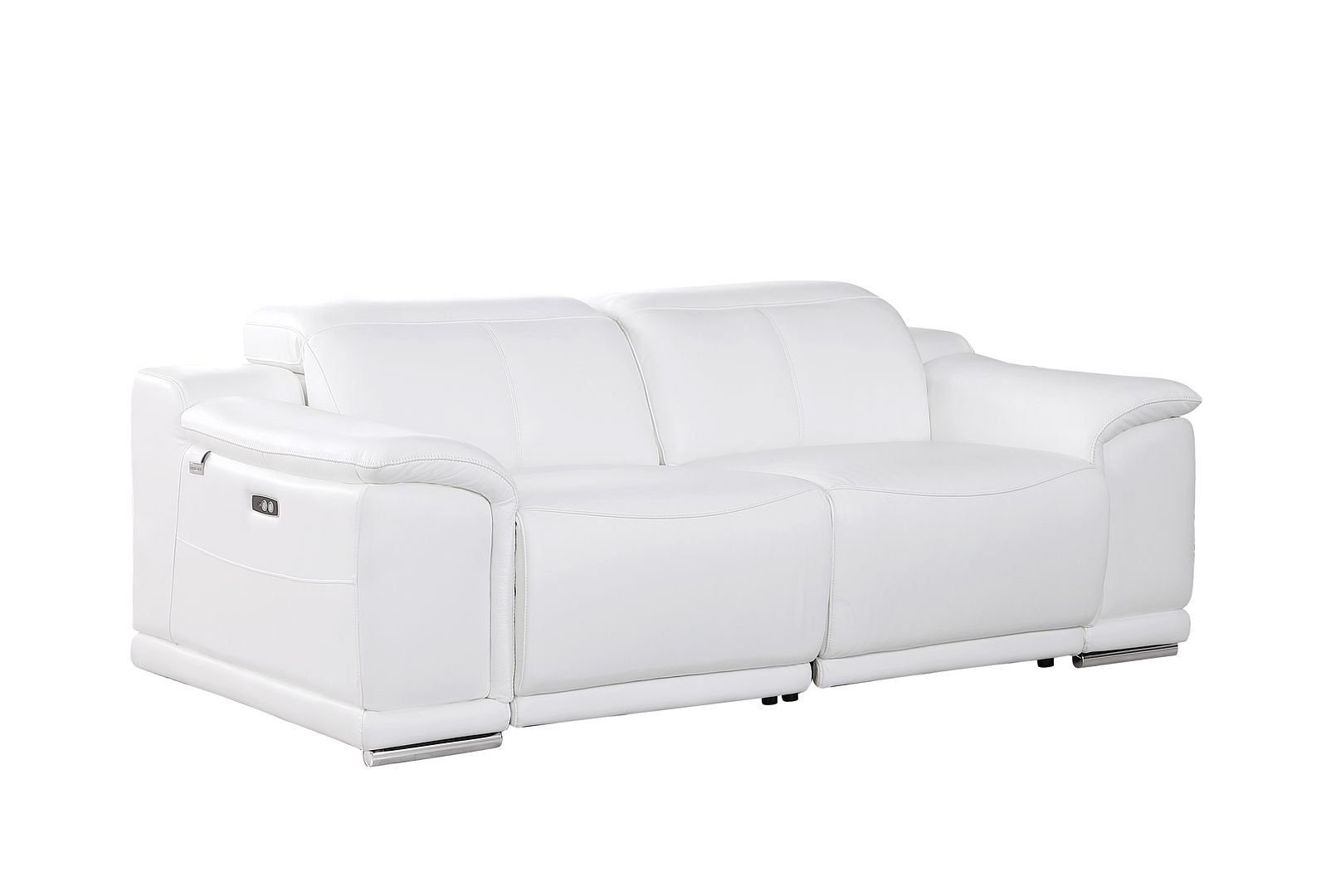 9762 Divanitalia 2-Piece Modular Power Reclining Console with 2 Power Recliners in Top Grain Italian Leather