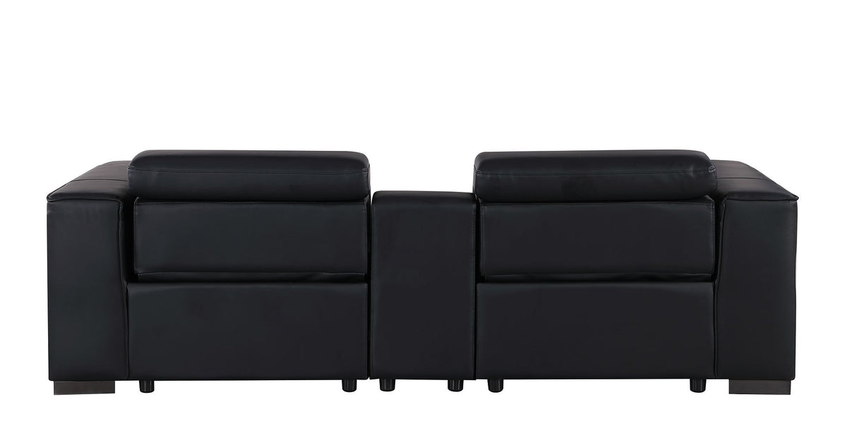 1208 Genuine Leather Dual Power Reclining Console Loveseat - Black - SKU 1208-BLACK-3.2-HT - view 7