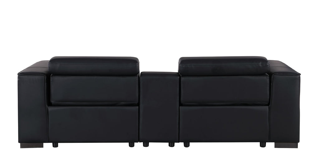 1208 Genuine Leather Dual Power Reclining Console Loveseat