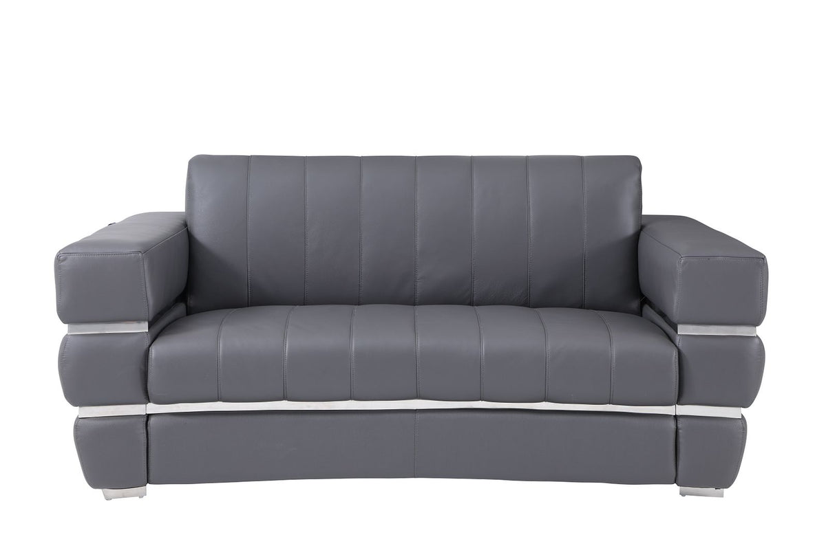 904 Divanitalia 3-Piece Sofa Set in Top-grain Italian Leather - Dark Grey - SKU 904- DARK GRAY 3PC (S/L/CH) - GROUP - view 5