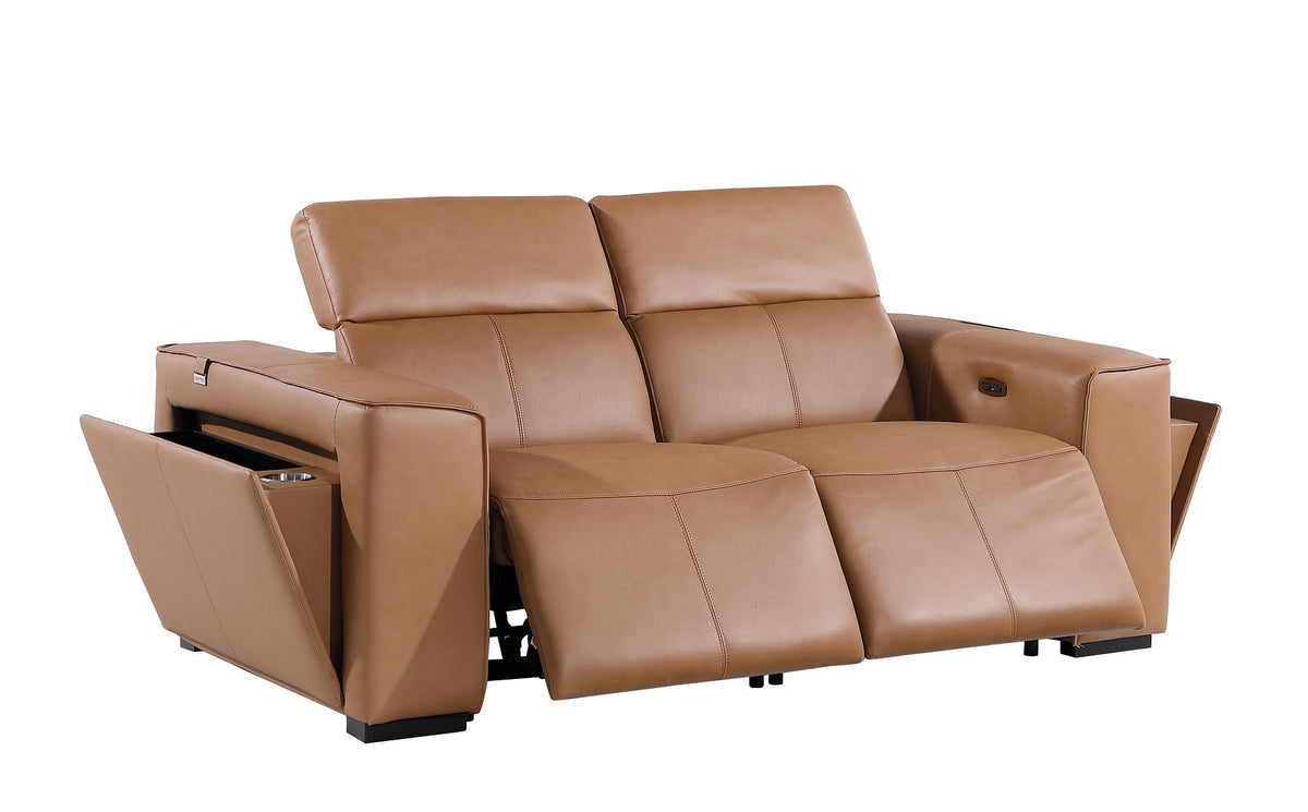1224 Divanitalia 6-Piece Modular Power Reclining Sofa, Loveseat & Chair Set in Top Grain Italian Leather with 6 Power Recliners & Power Headrests - Cognac - SKU 1224-COGNAC-6.6-HT-3PC - view 8