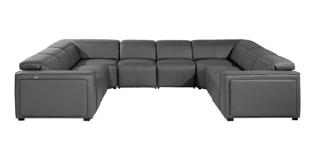1224 Divanitalia 8-Piece U-Shaped Sectional Sofa in Top Grain Italian Leather with 4 Power Recliners & Power Headrests