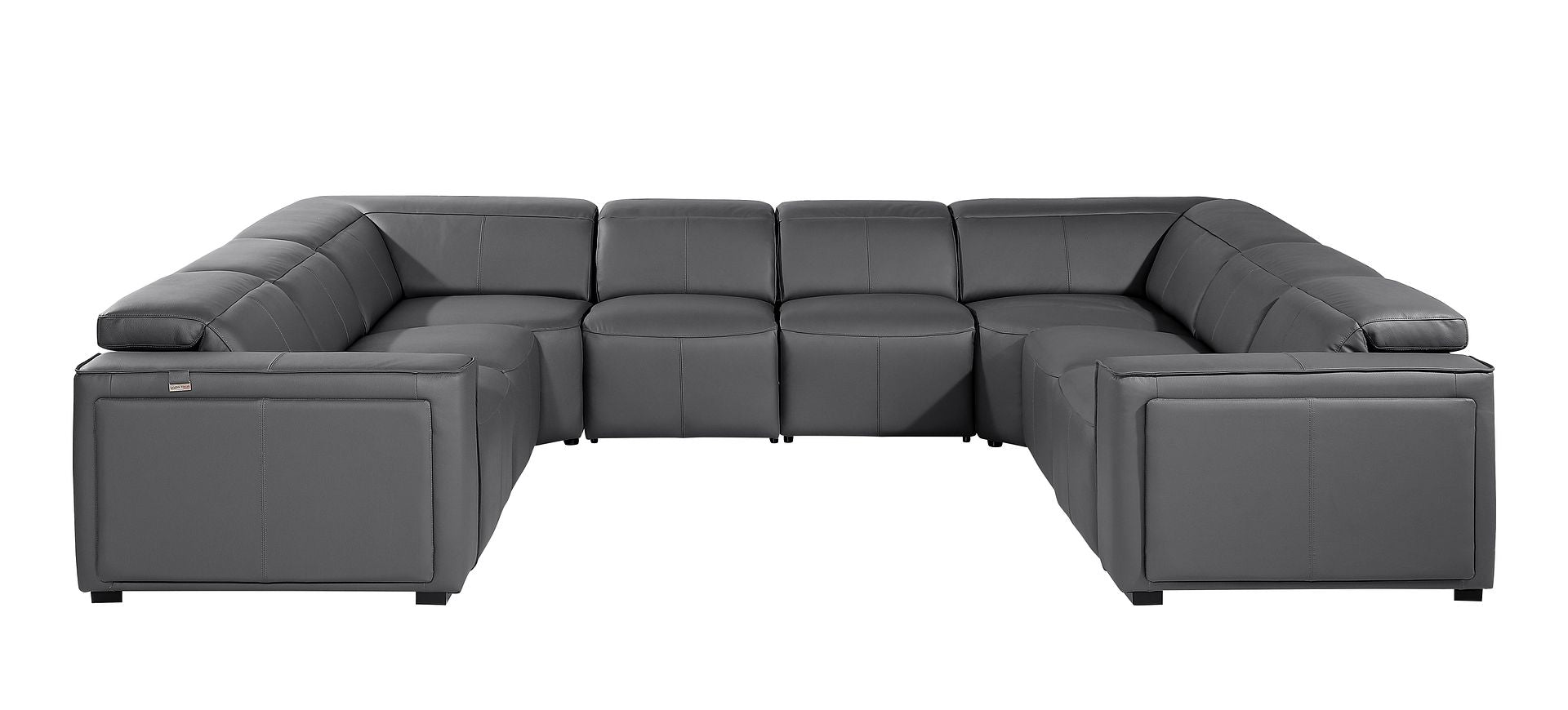 1224 Divanitalia 8-Piece U-Shaped Sectional Sofa in Top Grain Italian Leather with 4 Power Recliners & Power Headrests