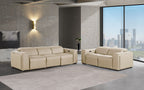 1224 Divanitalia 5-Piece Modular Power Reclining Sofa and Loveseat Set in Top Grain Italian Leather with 4 Power Recliners & Power Headrests - Beige - SKU 1224-BEIGE-5.4-HT-2PC