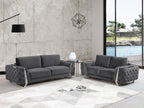 1051 Divanitalia Beige 3-Piece Sofa Set in Velvet Fabric - Dark Grey - SKU 1051-DK-GRAY-2PC