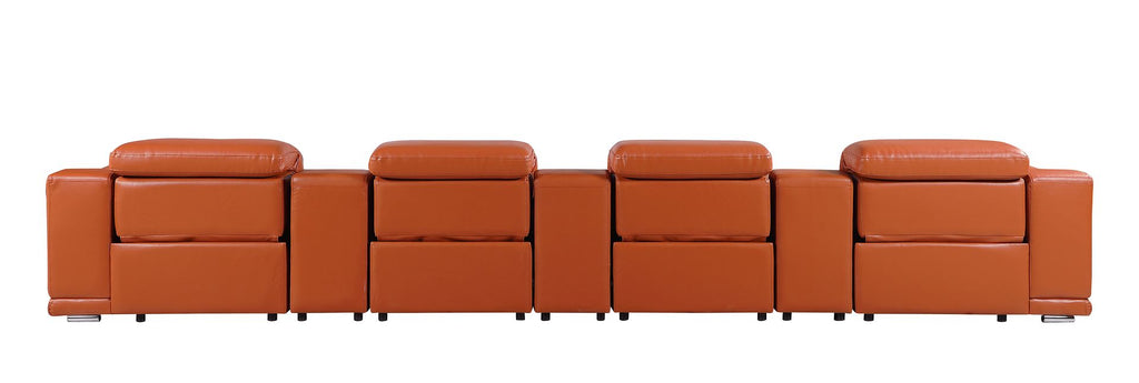 9762 Divanitalia 7-Piece Modular Top Grain Italian Leather Power Reclining Sofa with 4 Power Recliners