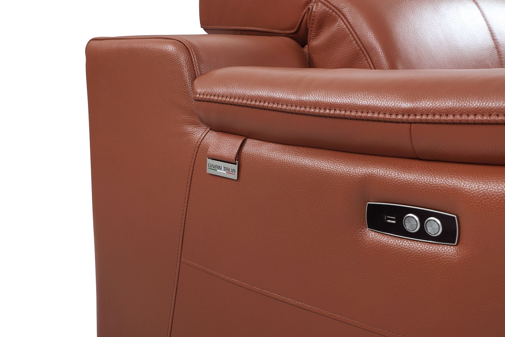 9762 Divanitalia Top Grain Italian Leather Power Reclining Loveseat with Adjustable Headrests