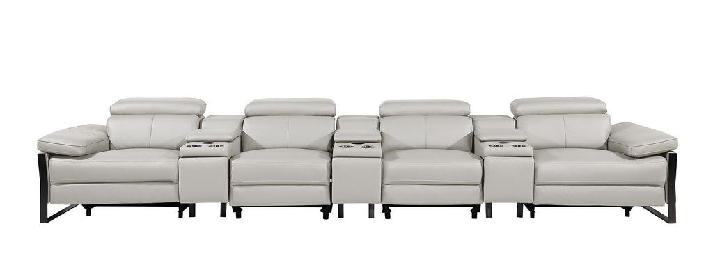1246 Divanitalia Modular Power Triple Reclining Triple Console Sofa with Power Reclining Headrests - Top Grain Italian Leather